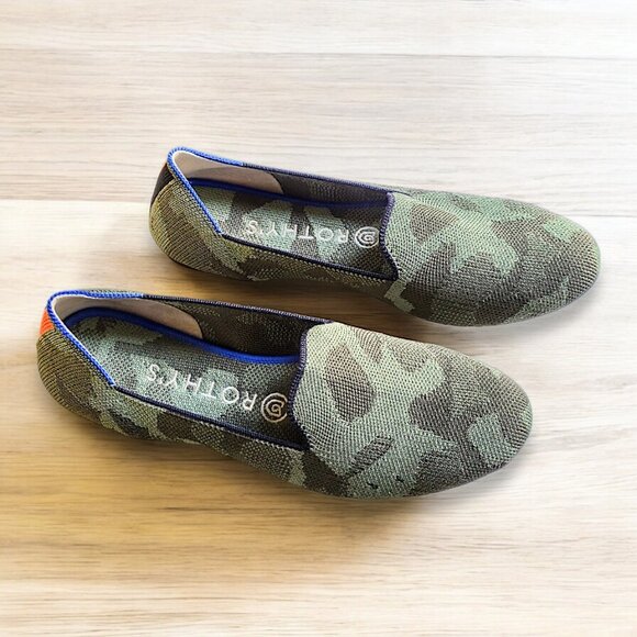 Rothys NWOT rare limited edition olive camo ballerina flats women's 7.5 US - Picture 8 of 14